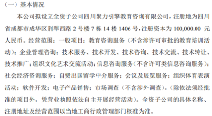 ST陽光通擬投資10萬設立全資子公司 發(fā)力教育咨詢與文化藝術交流